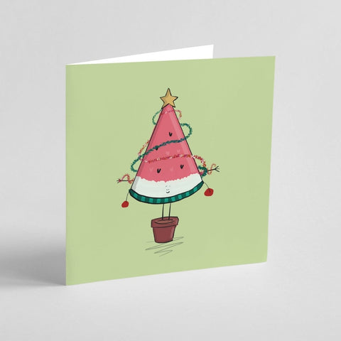 Watermelon Fan Christmas Tree | Greeting Card