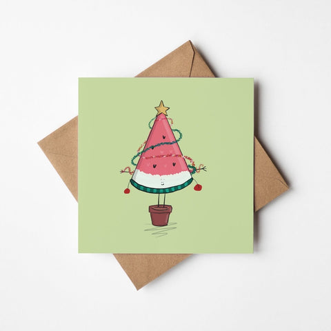 Watermelon Fan Christmas Tree | Greeting Card