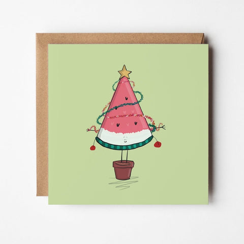 Watermelon Fan Christmas Tree | Greeting Card