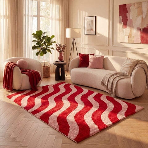 Joli Wave Rot & Rosa Teppich