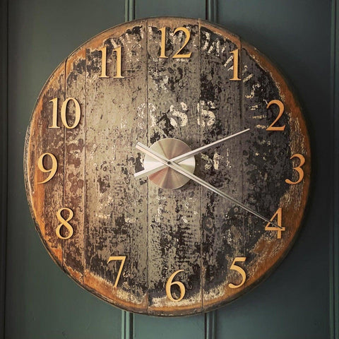 Whiskey Barrel Clock Painted Made to Order