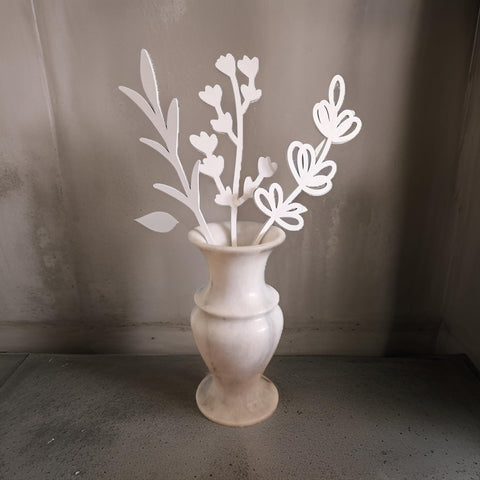 White Wooden Flower Bouquet Gift - Set of 3