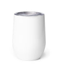 Plain white back of Toast in the Sun insulated wine tumbler