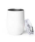 Plain white back of Toast in the Sun insulated wine tumbler
