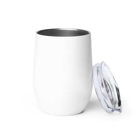 Plain white back of Toast in the Sun insulated wine tumbler