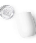 Plain white back of Toast in the Sun insulated wine tumbler