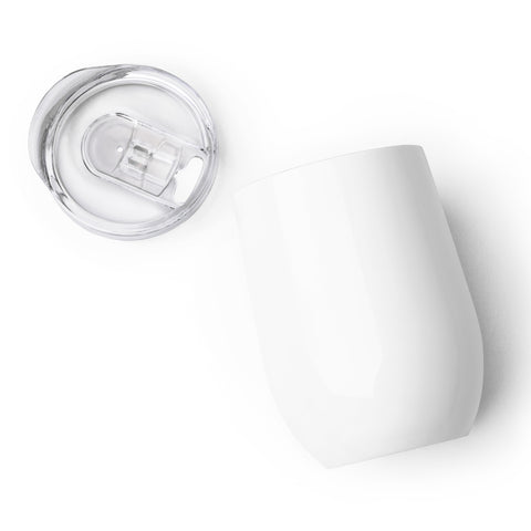 Plain white back of Toast in the Sun insulated wine tumbler