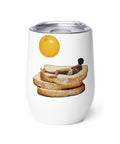 Toast in the Sun white wine tumbler with a complete sunbather, toast stack and orange sun collage