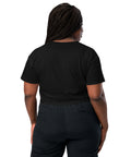 Black women's cotton crop top, plain back view.