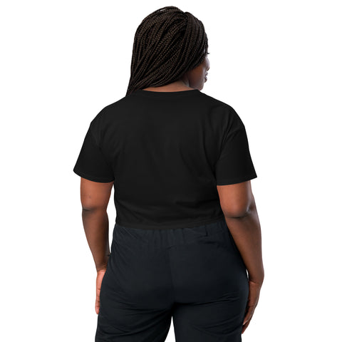 Black women's cotton crop top, plain back view.