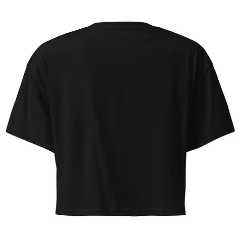 Black women's cotton crop top, plain back view.