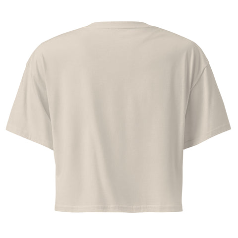 Bone women's cotton crop top, plain back view.