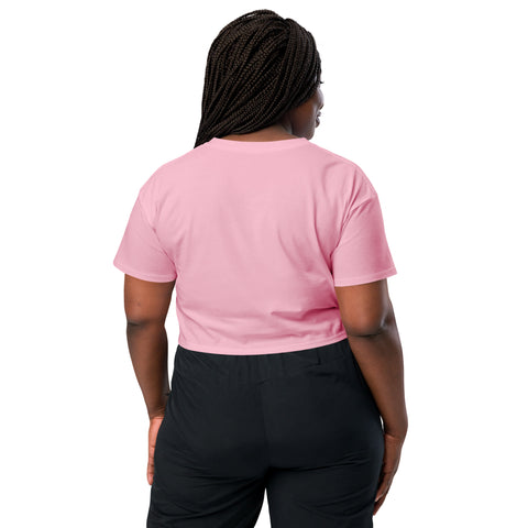Bubblegum women's cotton crop top, plain back view.