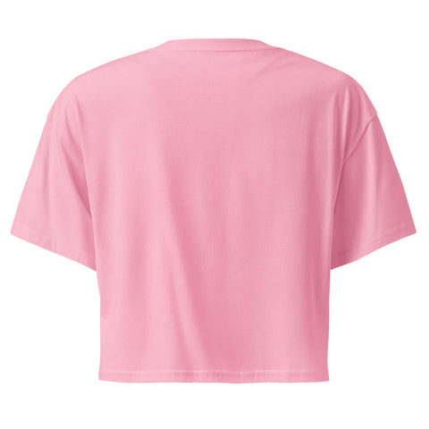 Bubblegum women's cotton crop top, plain back view.