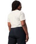 Ecru women's cotton crop top, plain back view.