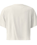 Ecru women's cotton crop top, plain back view.