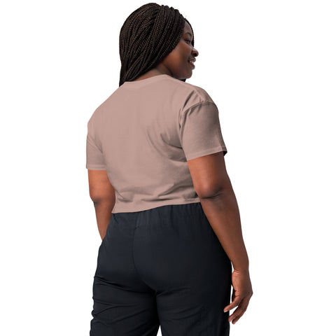 Hazy Pink women's cotton crop top, plain back view.