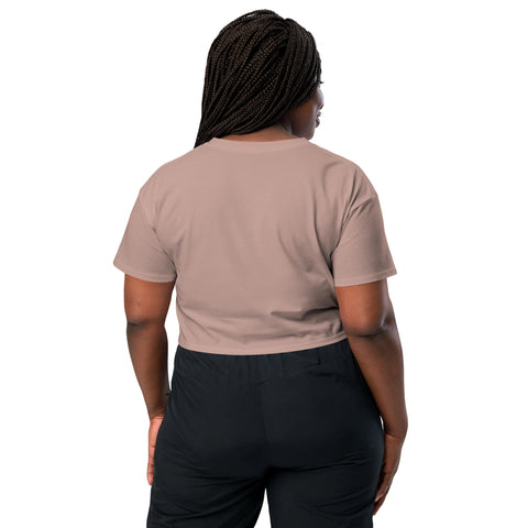 Hazy Pink women's cotton crop top, plain back view.