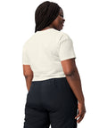 Natural women's cotton crop top, plain back view.