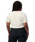 Natural women's cotton crop top, plain back view.