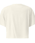 Natural women's cotton crop top, plain back view.