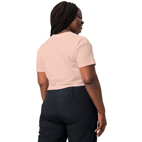 Pale Pink women's cotton crop top, plain back view.
