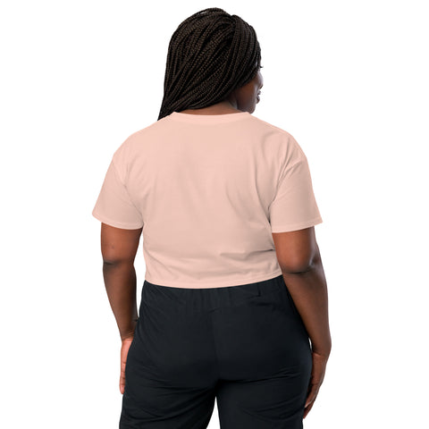 Pale Pink women's cotton crop top, plain back view.