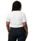 White women's cotton crop top, plain back view.