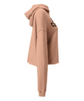 Stay Curious women’s Peach cropped hoodie, right side with plain sleeve and cropped fit