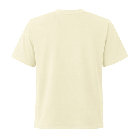Unprinted back of the Buttermilk women's heavyweight garment-dyed tee.