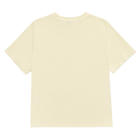 Karma Has No Deadline women's heavyweight garment-dyed tee in Buttermilk – plain back, product view 2
