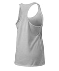 A Heather Gray women's racerback tank, showing the plain back.