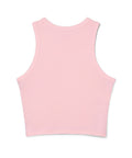 Cherry Lips women’s micro rib racer tank, Solid Pink Blend, plain back