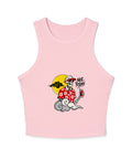 Pink Not Today women’s micro rib racer tank with a high neckline and one colourful tropical skeleton print on the front.