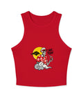 Red Not Today women’s micro rib racer tank with a high neckline and one colourful tropical skeleton print on the front.