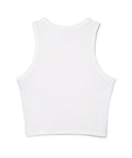 Cherry Lips women’s micro rib racer tank, Solid White Blend, plain back