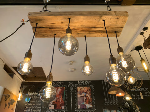 Wooden Beam Chandelier - Norwegian Spruce Cluster Pendant Light