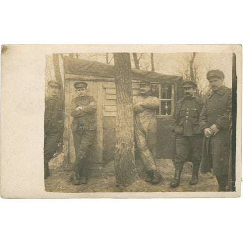 World War I British and French Soldiers at Field Post Shelter Postcard