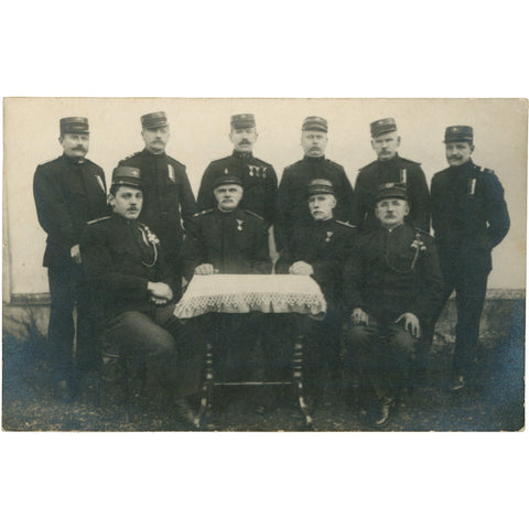 World War I French Officers Group Photo Postcard