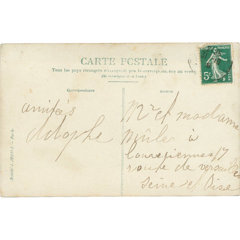 World War I French Postmen Photo Postcard Louveciennes, 17 route de Versailles