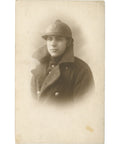 World War I French Soldier Photo Postcard – Adrian Helmet