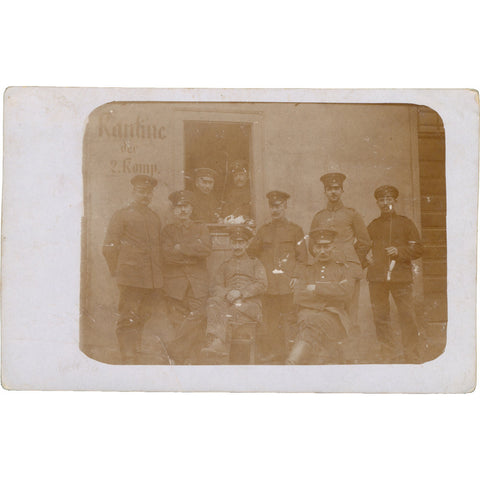 World War I German Soldiers at Canteen Photo Postcard