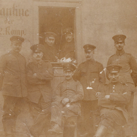 World War I German Soldiers at Canteen Photo Postcard