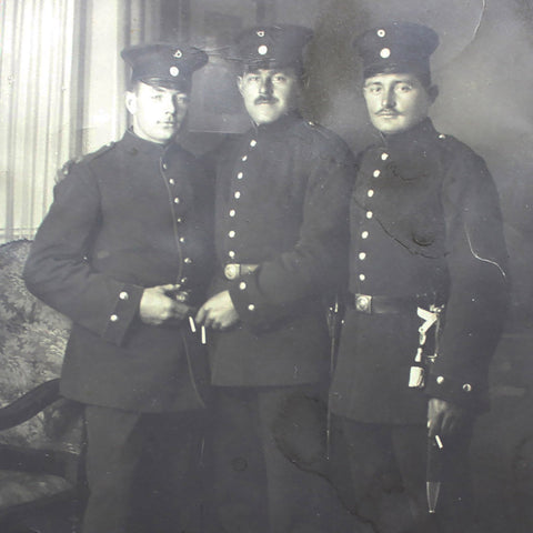 World War I Studio German Soldiers Military Antique Photo WW1 Postcard Army History
