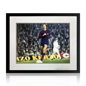Johan Cruyff Signed FC Barcelona Photo Deluxe Mount Frame (AFTAL Authentication)