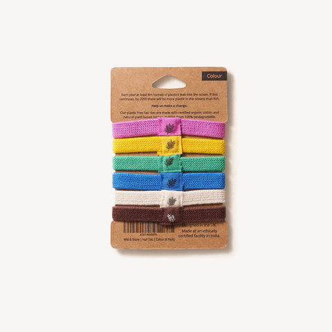 Colourful Plastic Free Hair Ties - 6 Pack