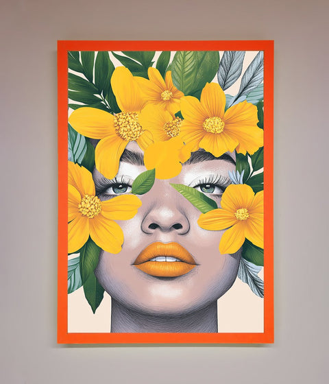 Yellow Flowers Head Framed Poster