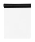 Buddha Is My Homeboy 24 × 68 inch white yoga mat with full black seated silhouette and yellow lettering centred on top – view 3