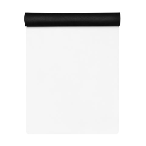 Buddha Is My Homeboy 24 × 68 inch white yoga mat with full black seated silhouette and yellow lettering centred on top – view 3