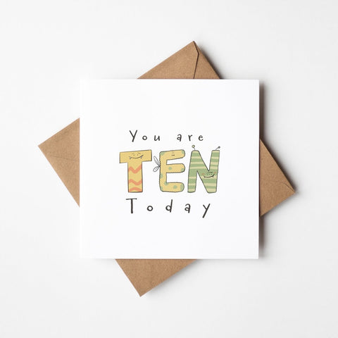You Are 10 Today – Cute Monster Milestone | Greeting Card
